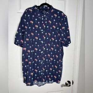 CHUBBIES‎ Men’s Friday Neon Palm Trees Navy Blue Button Down Size XXL Vacation